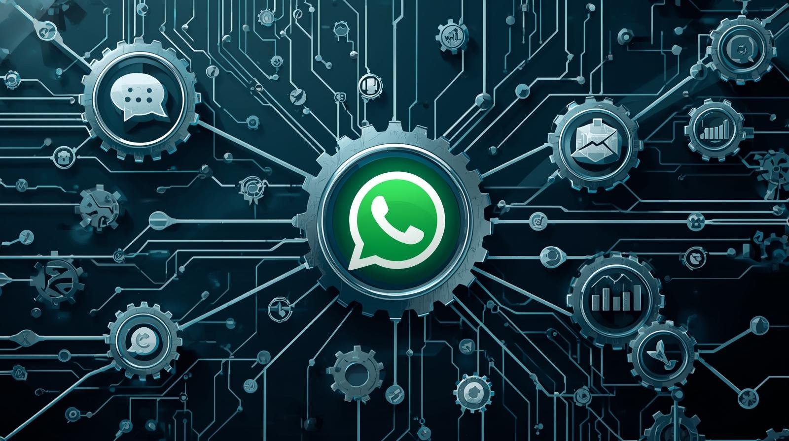 Representação visual de um funil de vendas com o ícone do WhatsApp no centro, mostrando a jornada do